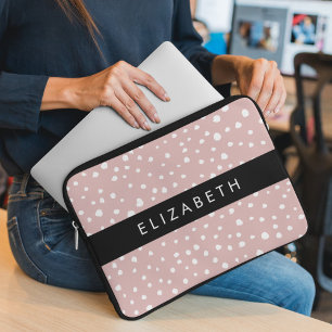 Pink Dalmatian Spots, Dalmatian Dots, Your Name Laptop Sleeve