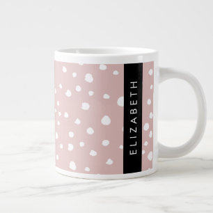 Pink Dalmatian Spots, Dalmatian Dots, Your Name Large Coffee Mug