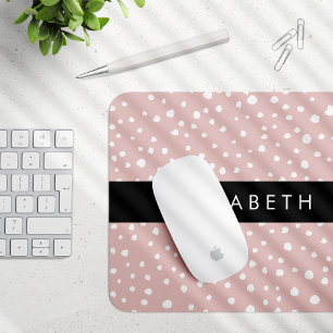 Pink Dalmatian Spots, Dalmatian Dots, Your Name Mouse Pad