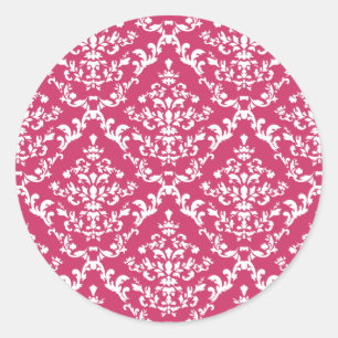 Pink Damask #1 @ VictoriaShaylee Classic Round Sticker