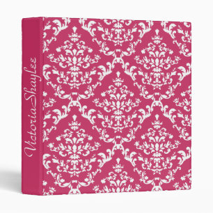 Pink Damask #1 with monogram Binder