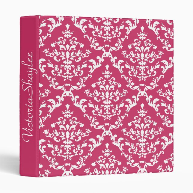 Pink Damask #1 with monogram Binder (Front/Spine)