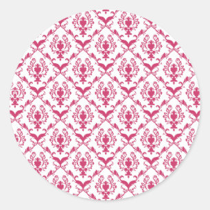 Pink Damask #2 @ VictoriaShaylee Classic Round Sticker