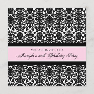 Pink Damask 30th Birthday Party Invitations