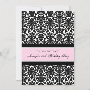 Pink Damask 30th Birthday Party Invitations