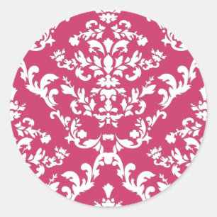 Pink Damask #3 @ VictoriaShaylee Classic Round Sticker