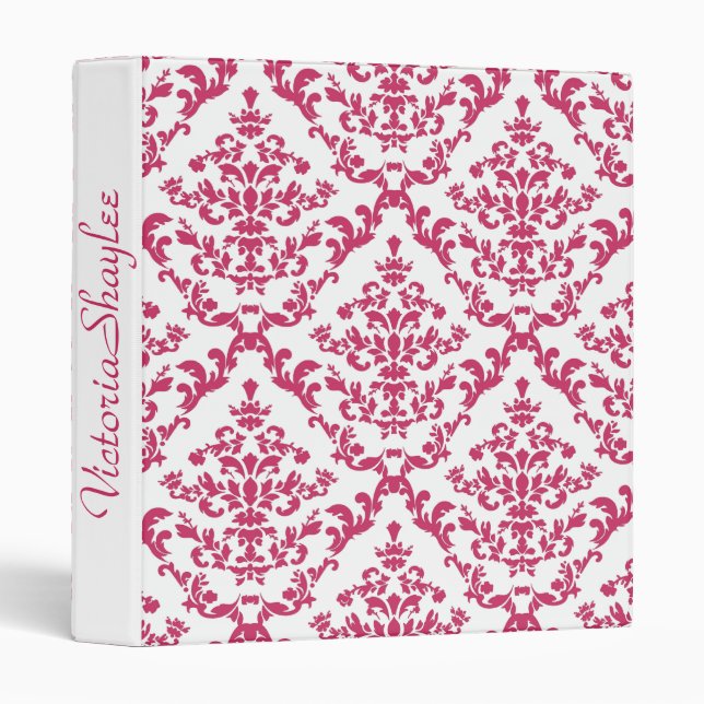 Pink Damask #4 with monogram Binder (Front/Spine)