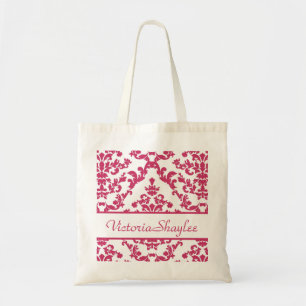 Pink Damask #6 @ VictoriaShaylee with custom name Tote Bag
