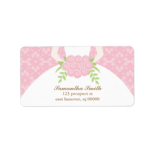 Pink Damask and Wedding Dress Label