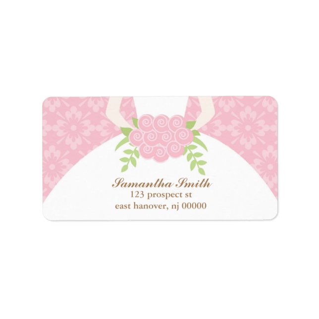 Pink Damask and Wedding Dress Label (Front)