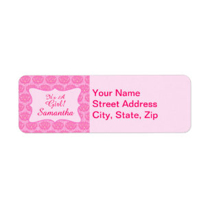 Pink Damask Baby Girl Nom Naissance personnalisée