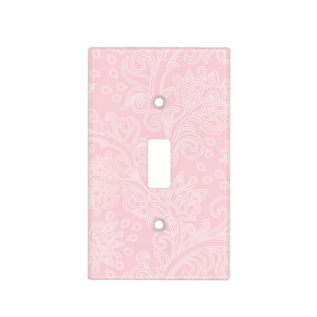 pink damask baby girl nursery bedroom switch plate (Front)
