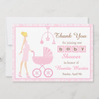 Pink Damask Blonde Woman Baby Shower