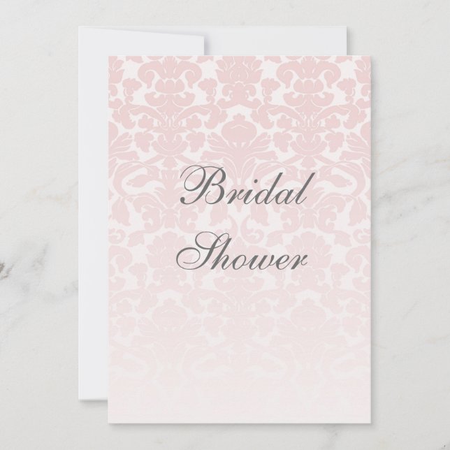 Pink Damask Bridal Shower Customizable Invitation (Front)
