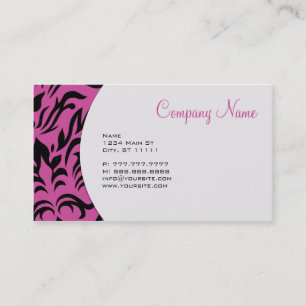 Pink Damask Business Card