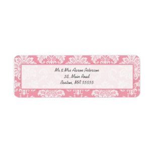 Pink Damask Customizable Address Labels