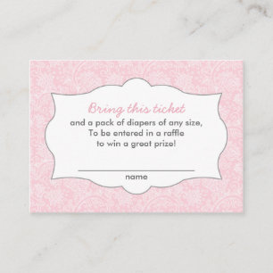 Pink Damask Diaper Raffle Tickets CUSTOMIZABLE Enclosure Card