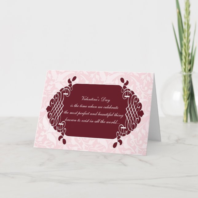 Pink Damask Drôle anti-Valentine carte (Devant)