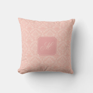 Pink Damask Elegant Floral Throw Pillow