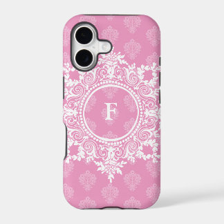 Pink Damask Filigree Custom Initial