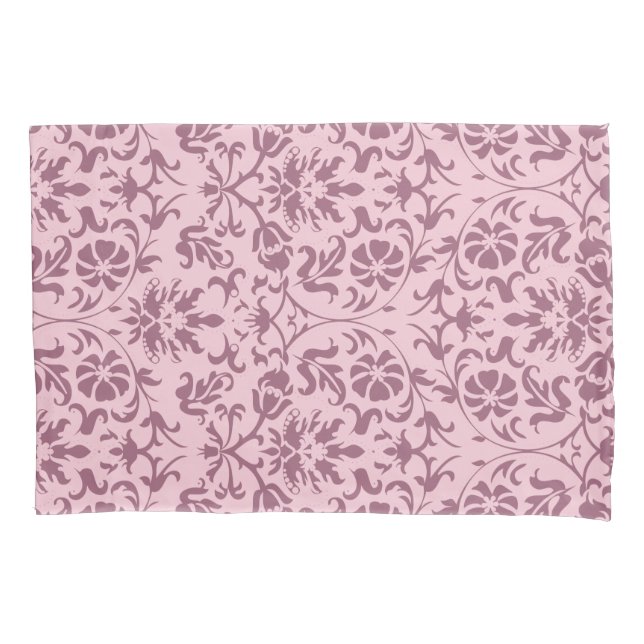 Pink Damask Floral Pattern Design Pillowcase (Front)