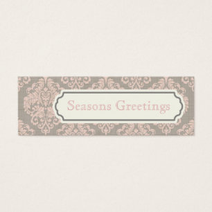 Pink Damask Gift Tags, Profile Cards