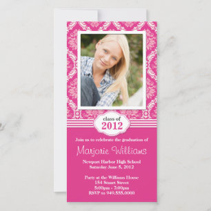 Pink Damask Graduation Invitation Class of 2012