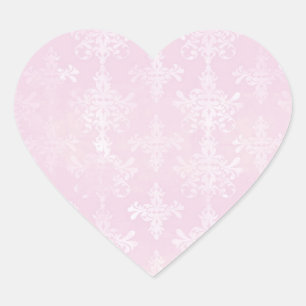 Pink Damask Heart Sticker