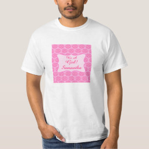 Pink Damask It's A Girl Name Personalized Dad's T-Shirt