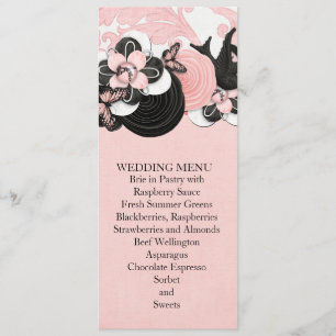 Pink Damask Love Bird Wedding Menu