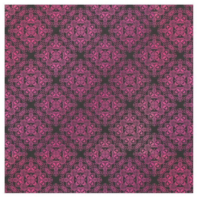 Pink Damask Medallion Pattern Fabric (Close Up)