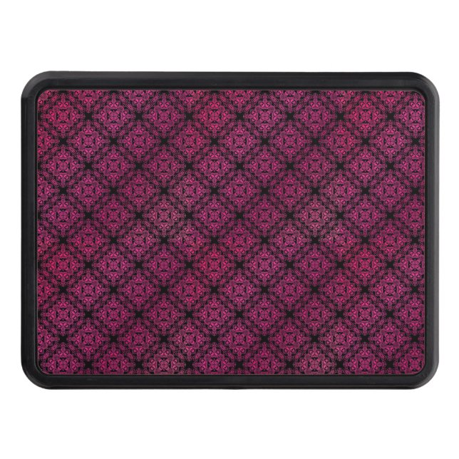 Pink Damask Medallion Pattern Trailer Hitch Cover (Front)