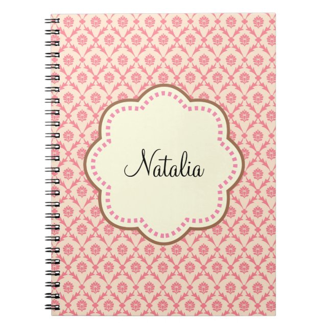 Pink Damask Notebook (Front)
