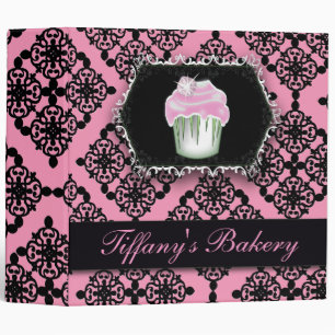 pink damask pastry chef baker bakery cupcake binder