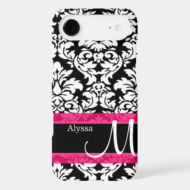 Pink Damask Personalized Case-Mate iPhone Case (Back)