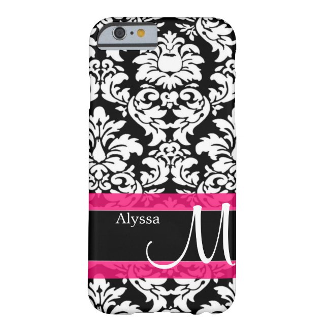 Pink Damask Personalized Case-Mate iPhone Case (Back)