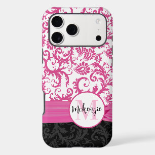 Pink Damask Personalized Printed Fleur de lis
