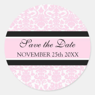 Pink Damask Save the Date Envelope Seal