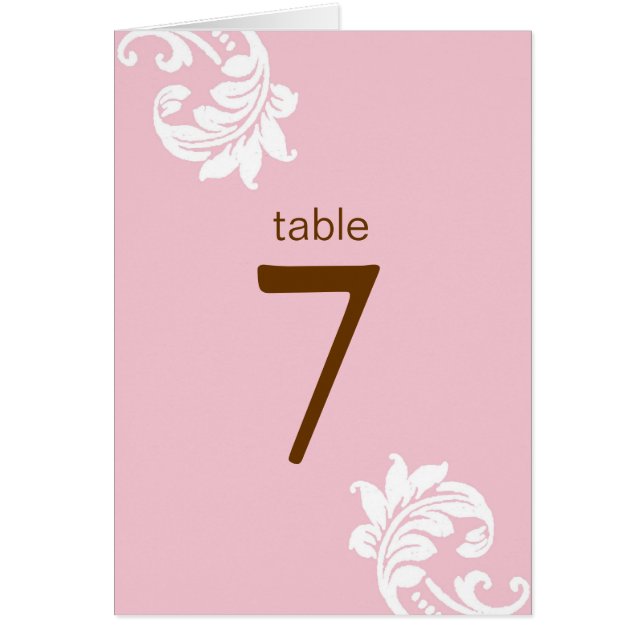 Pink Damask Table Seating Cards (Front)