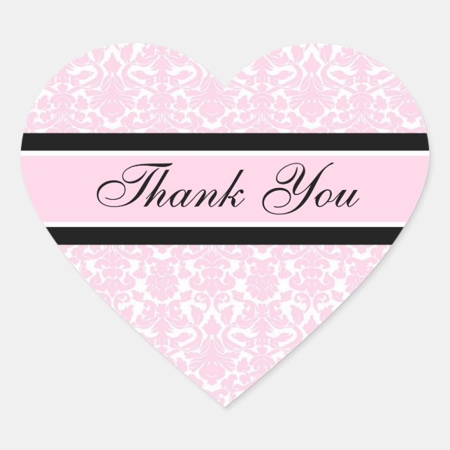 Pink Damask Thank You Wedding Envelope Seals (Front)