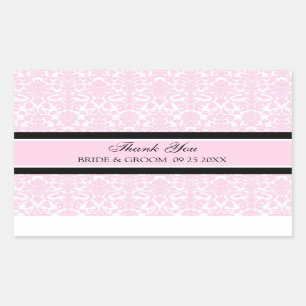 Pink Damask Thank You Wedding Favour Tags