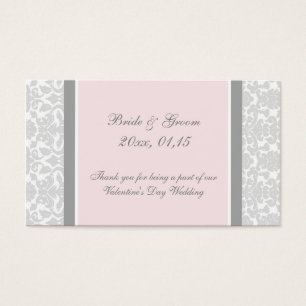 Pink Damask Valentine's Day Wedding Favor Tags
