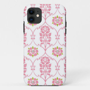 Pink damask vintage flowers floral flower pattern iPhone 11 case