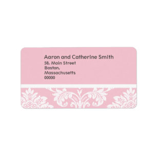 Pink Damask Wedding Address Labels