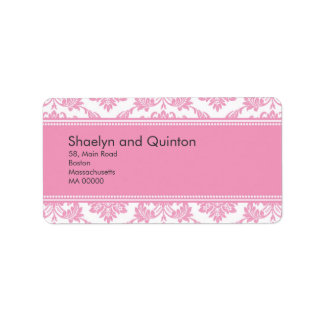Pink Damask Wedding Address Labels