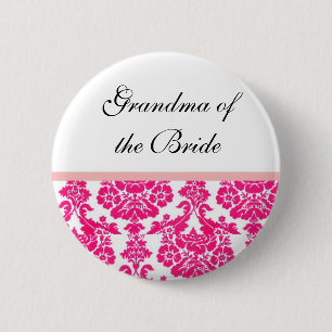 pink damask wedding buttons