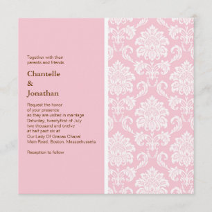 Pink Damask Wedding Invitation