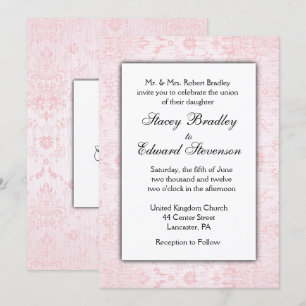 Pink Damask Wedding Invitation