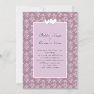 Pink Damask Wedding Invitation