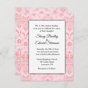 Pink Damask Wedding Invitation